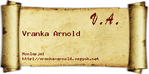 Vranka Arnold névjegykártya