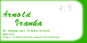 arnold vranka business card